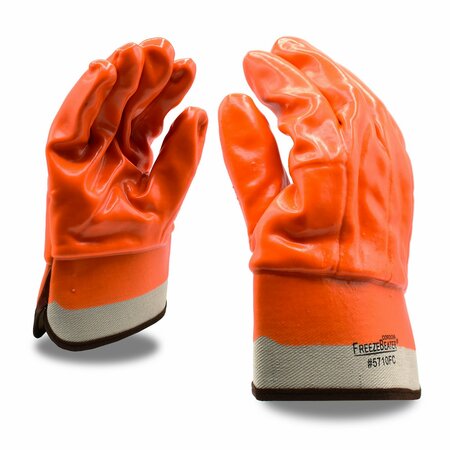 CORDOVA Single Dipped Cold Protection Safety Cuff Gloves, Hi-Vis Orange, 12PK 5710F/C